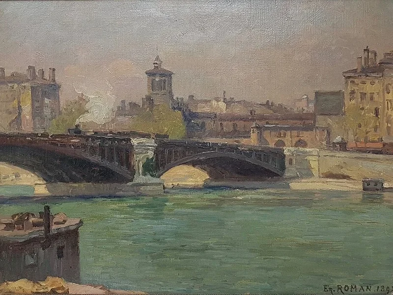 1845-Ernest Roman - Il nuovo ponte Lafayette a Lione
